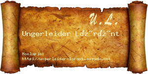 Ungerleider Lóránt névjegykártya